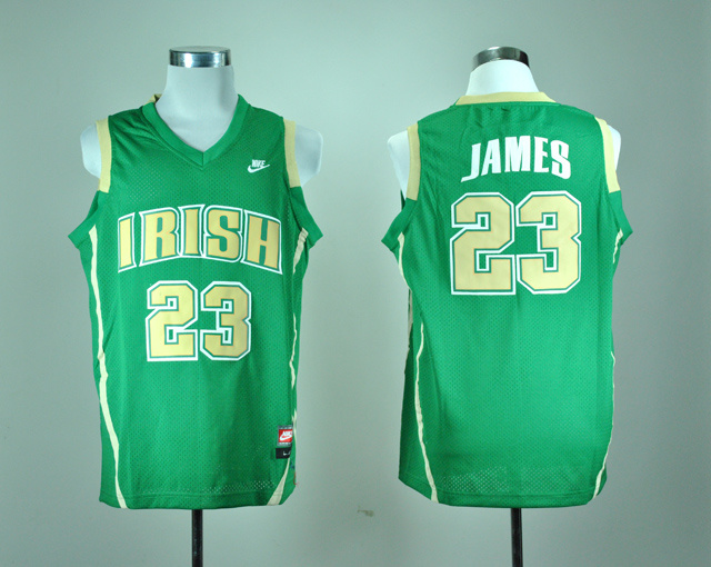 NCAA Irish High School 23 LeBron James Green College Basketball Jersey